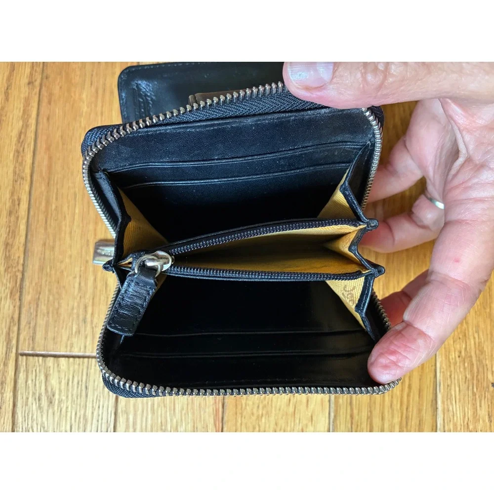 Vintage Icon Los Angeles Leather Dog Portrait Bifold Wallet Black Zip Terrier